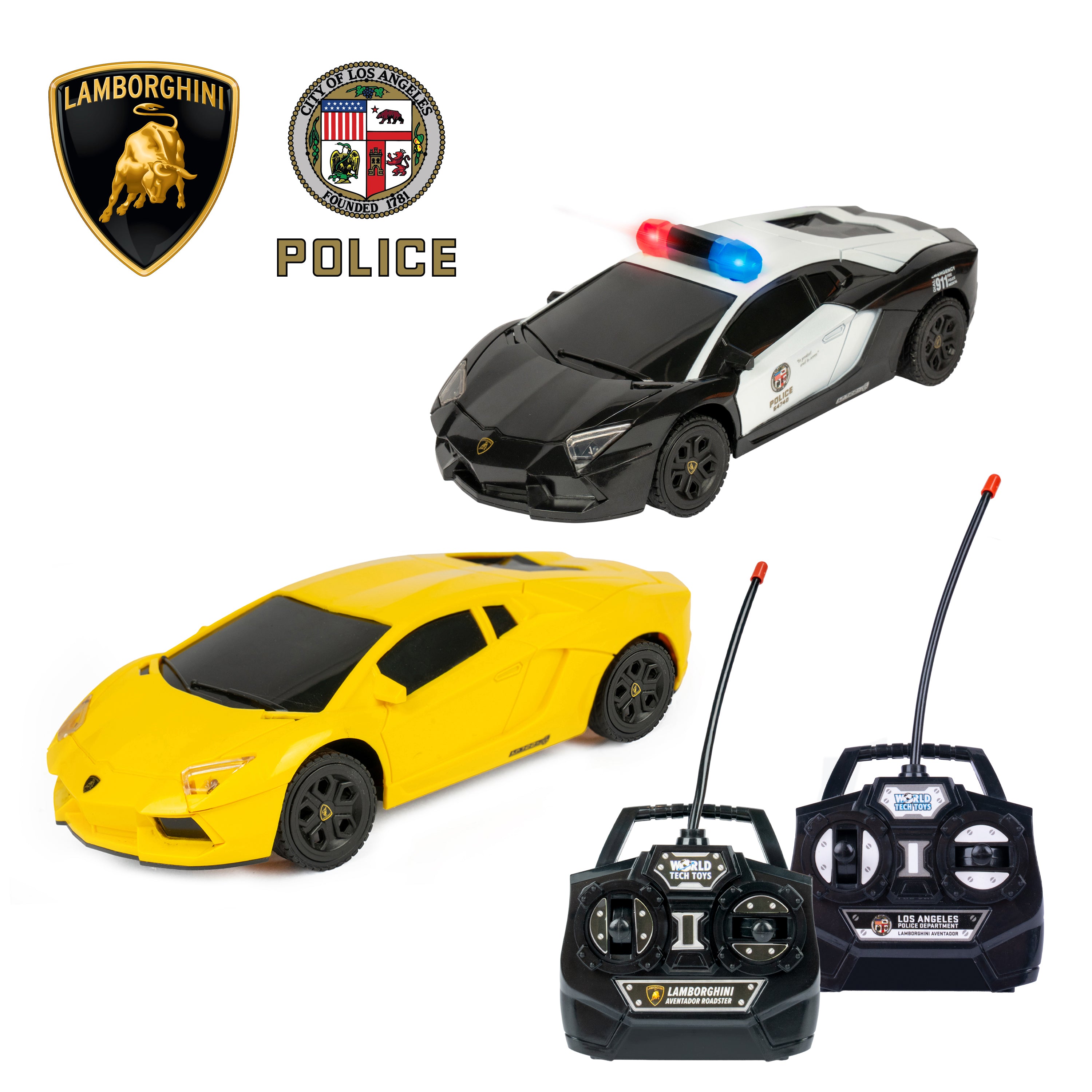 2 Pack - RC Lamborghini Aventador & LAPD Police Lamborghini Pursuit RC Set