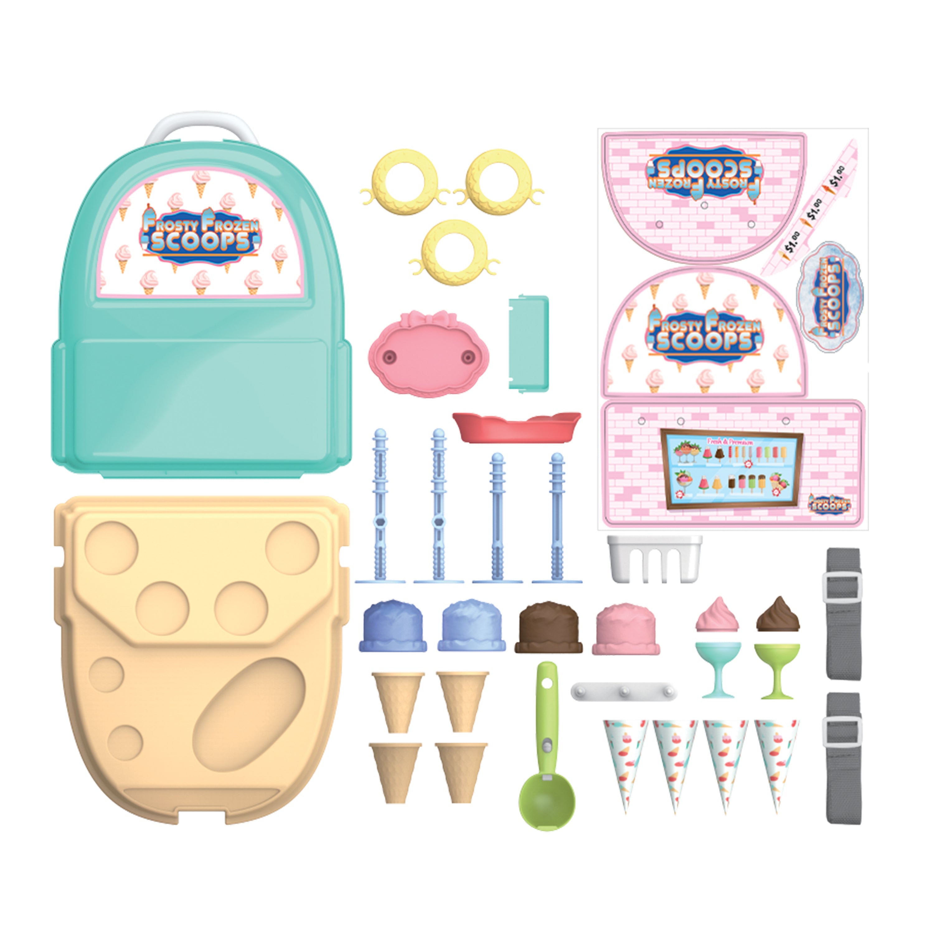 Juego de heladería Frosty Frozen Scoops (34 piezas) 
