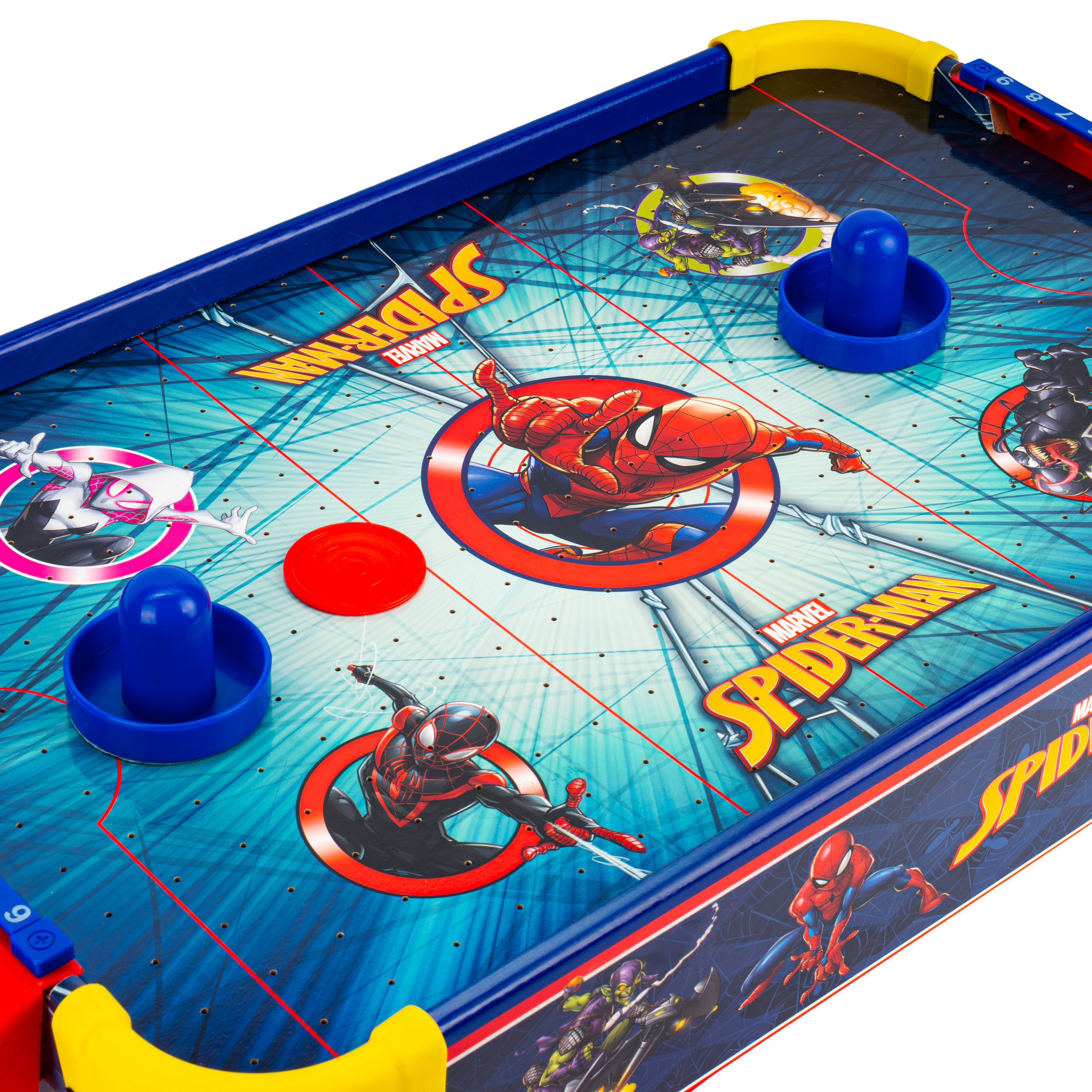 Mesa electrónica de hockey de aire de madera de Spider-Man