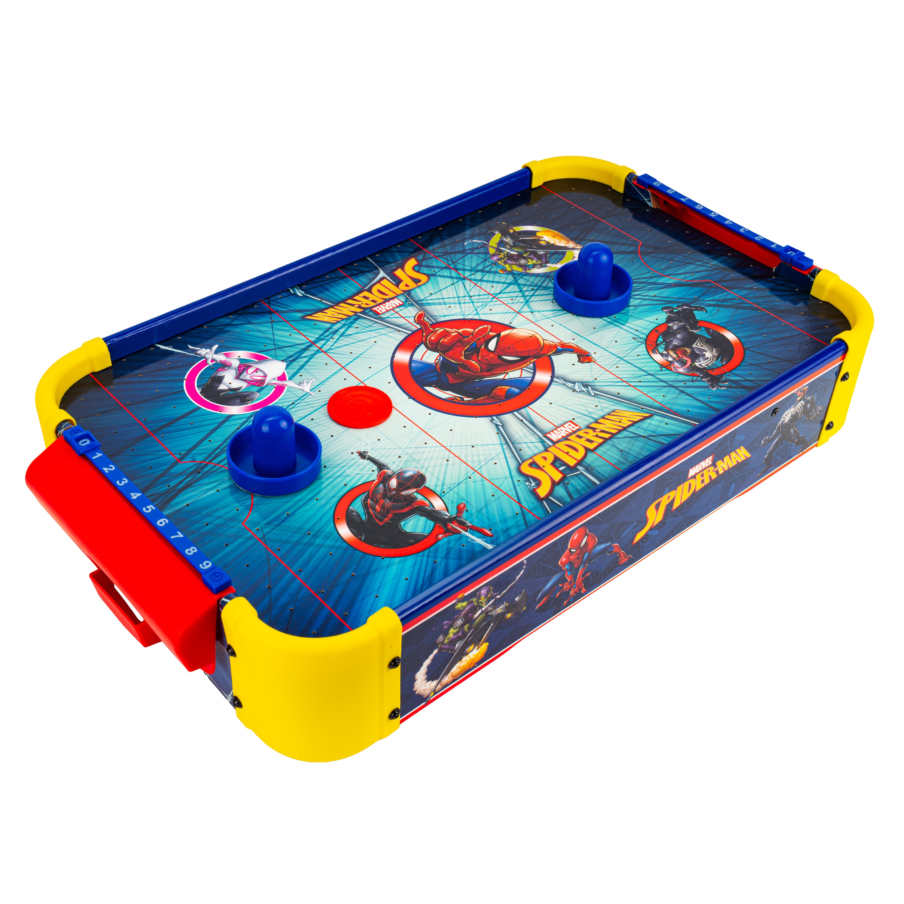 Mesa electrónica de hockey de aire de madera de Spider-Man