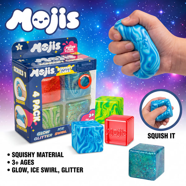 4Pk Mojis Glitter Ice Swirls Glow Squishes