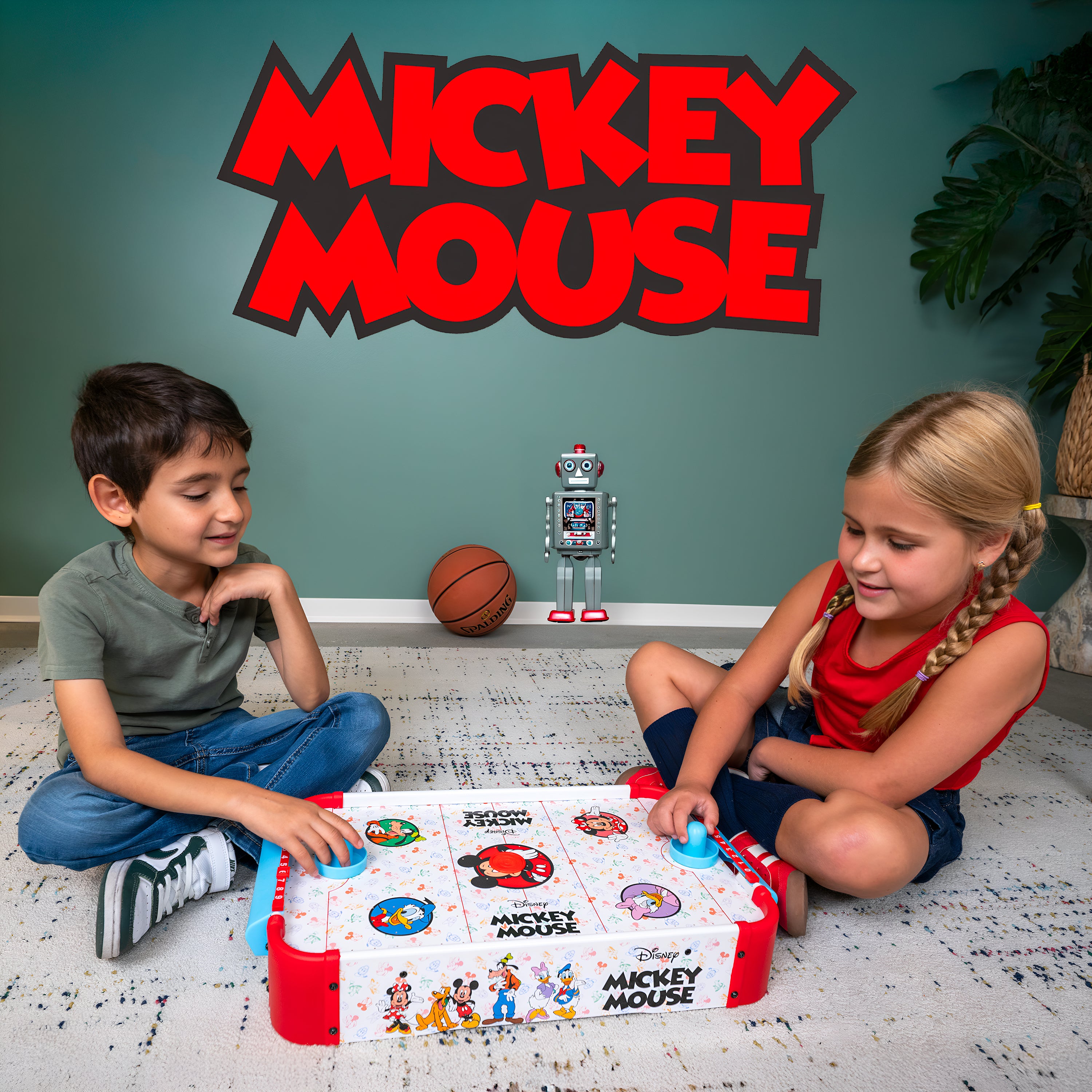 Mesa electrónica de hockey de aire de madera de Mickey Mouse de Disney