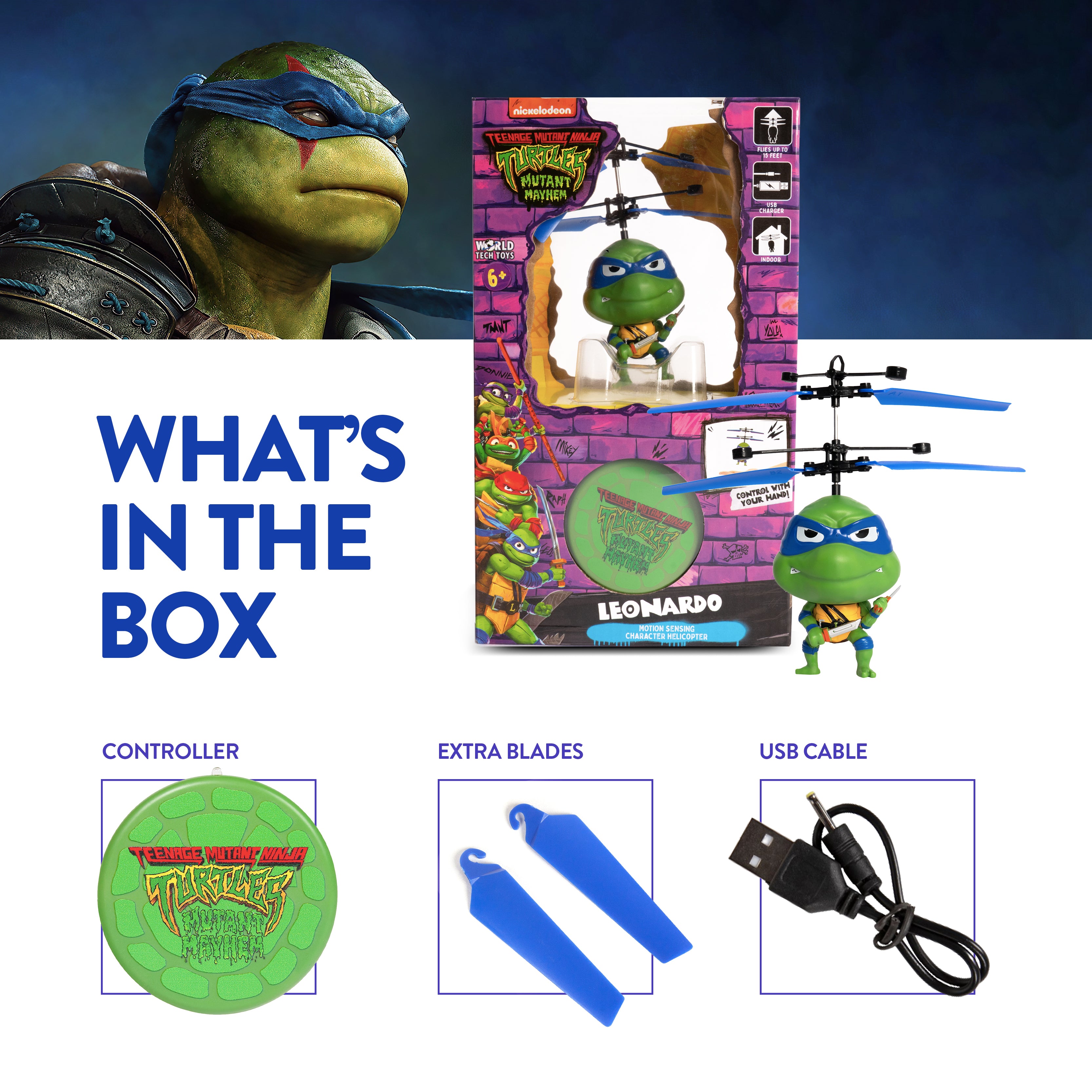 TMNT Mutant Mayhem Leonardo OVNI de cabeza grande