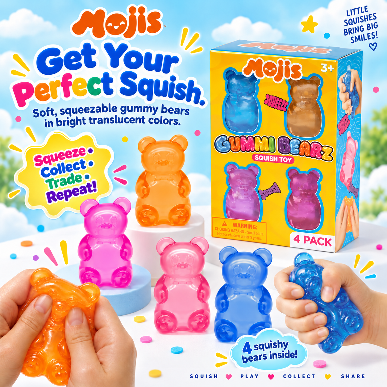 Mojis Gummi Bearz Squishy 4-Pack