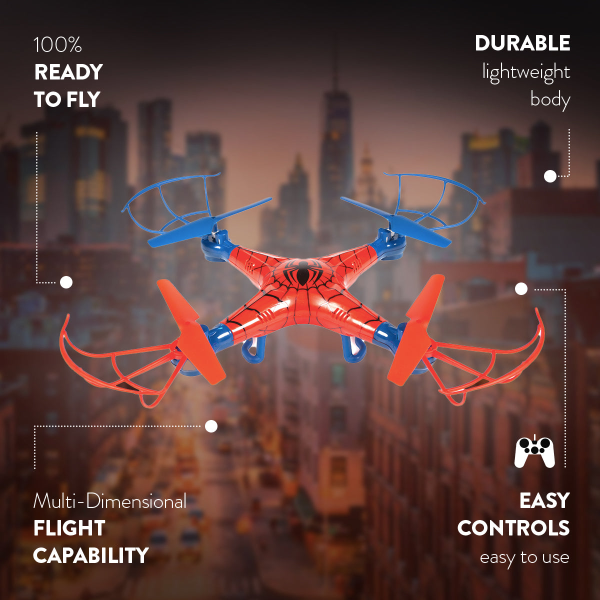 Dron teledirigido Spider-Man Sky Hero de 2,4 GHz y 4,5 canales con licencia de Marvel