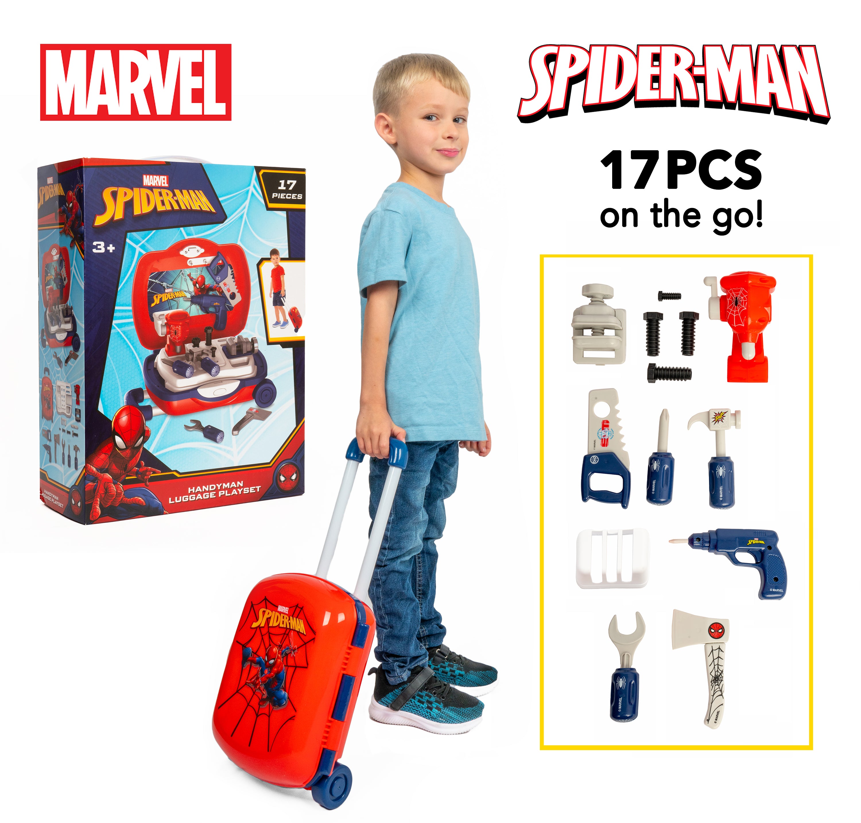 Juego de herramientas de 17 piezas para equipaje de Spider-Man Handyman