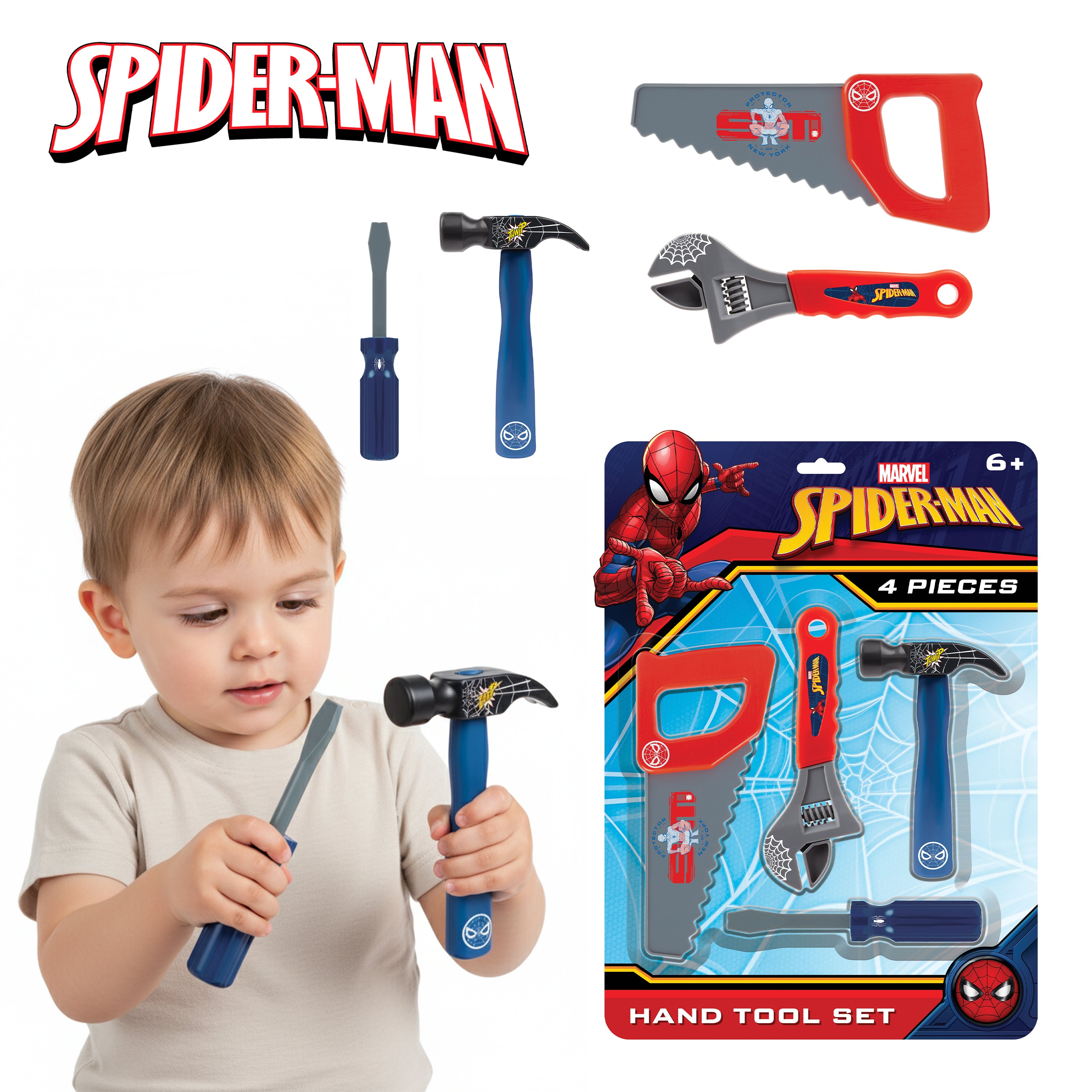 Juego de herramientas manuales de 4 piezas de Spider-Man