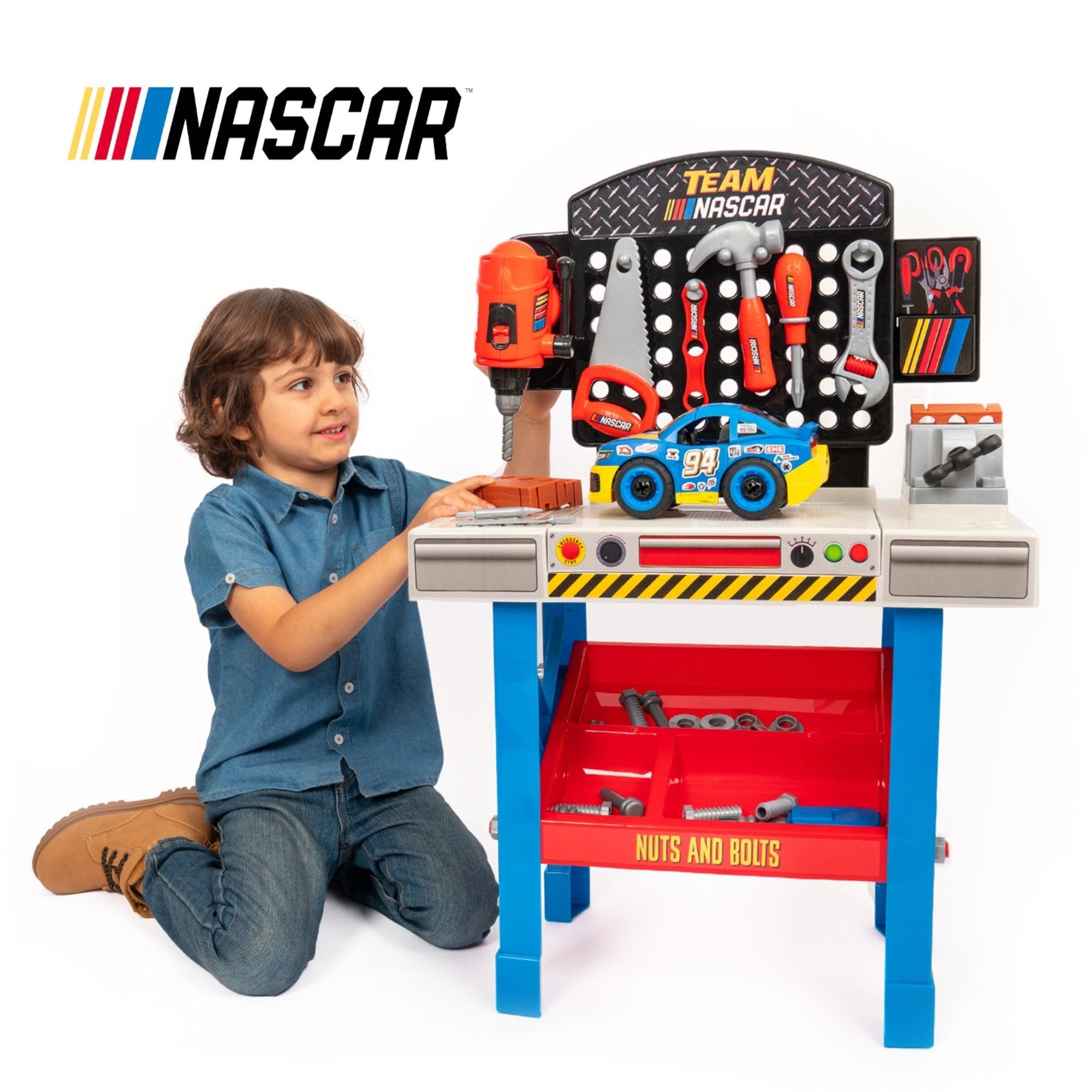 Juego de boxes del equipo Nascar con coche desmontable (84 piezas)
