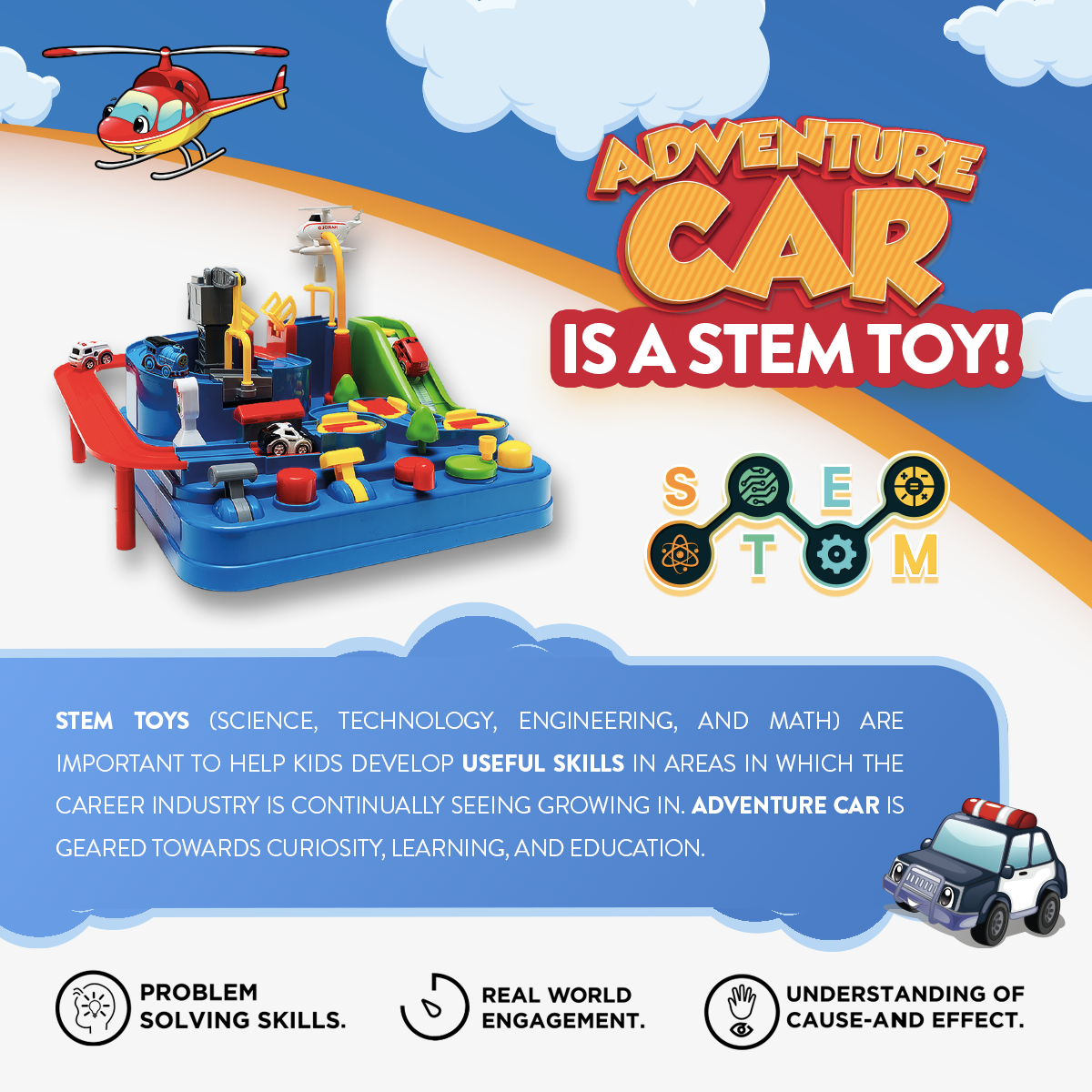 Juego de aventura en coche STEM