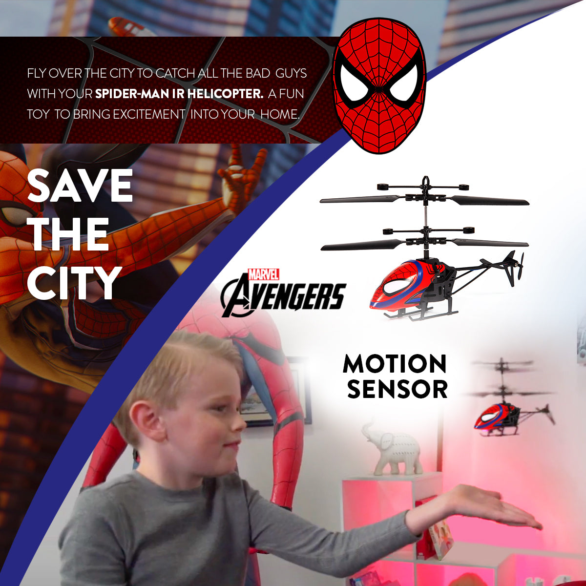 Helicóptero de control remoto de 2 canales de Spider-Man