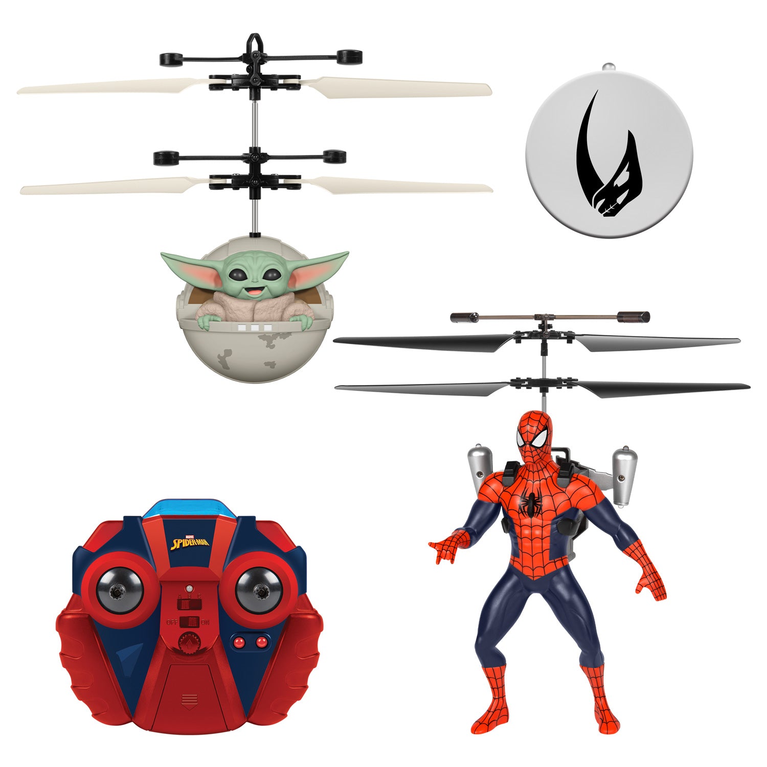 Spider-Man Flying Figure & Baby Yoda Big Head Bundle